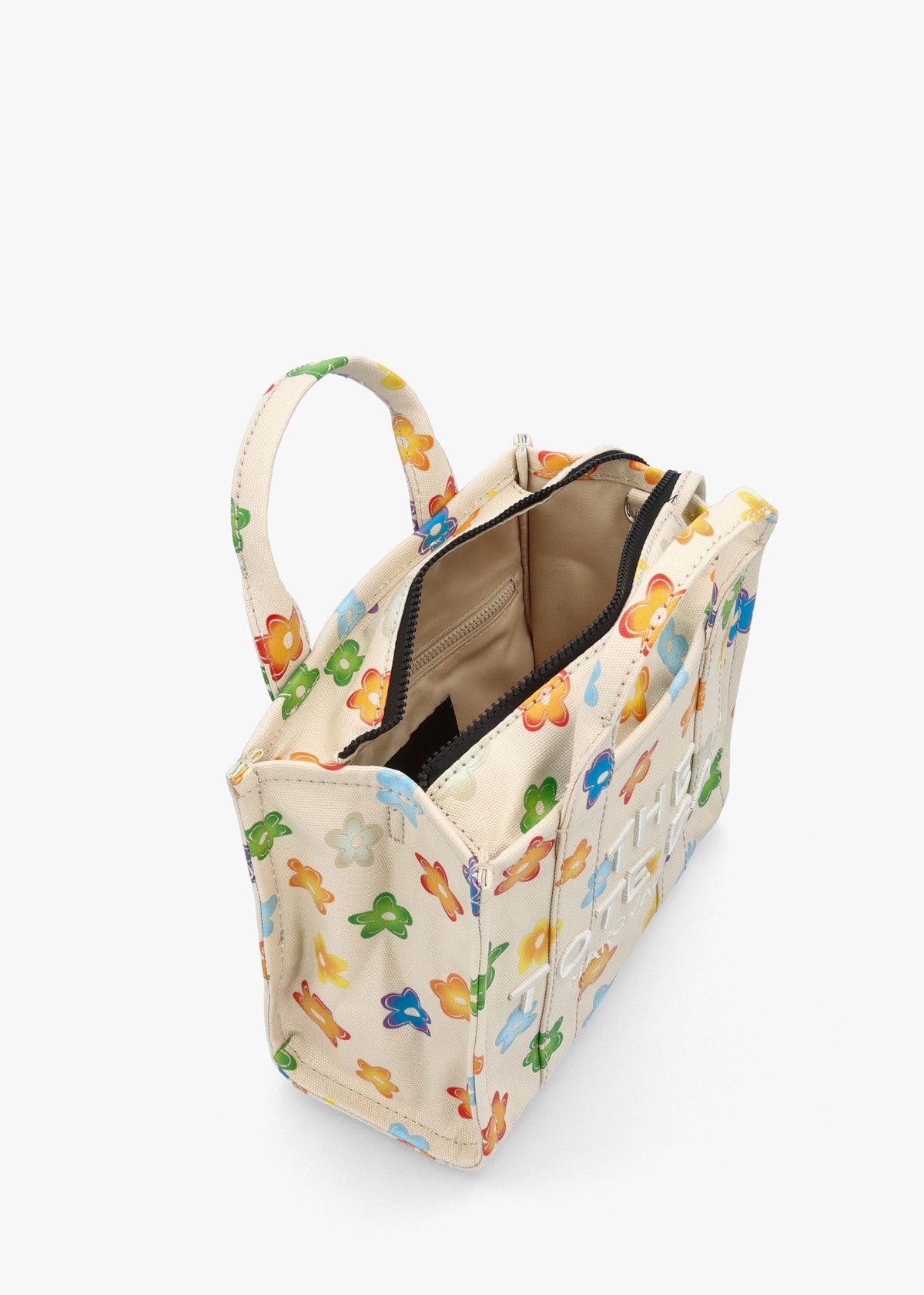 The Wild Daisy Canvas Small White Multi Tote Bag