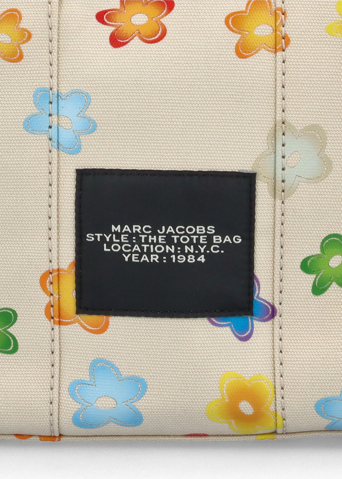 The Wild Daisy Canvas Small White Multi Tote Bag