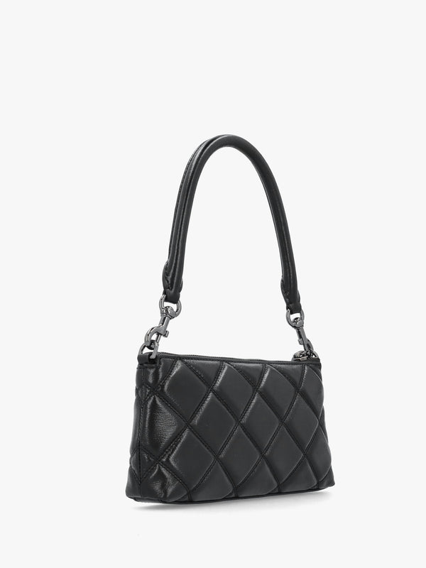The Quilted Snapshot Convertible Black Leather Shoulder Bag