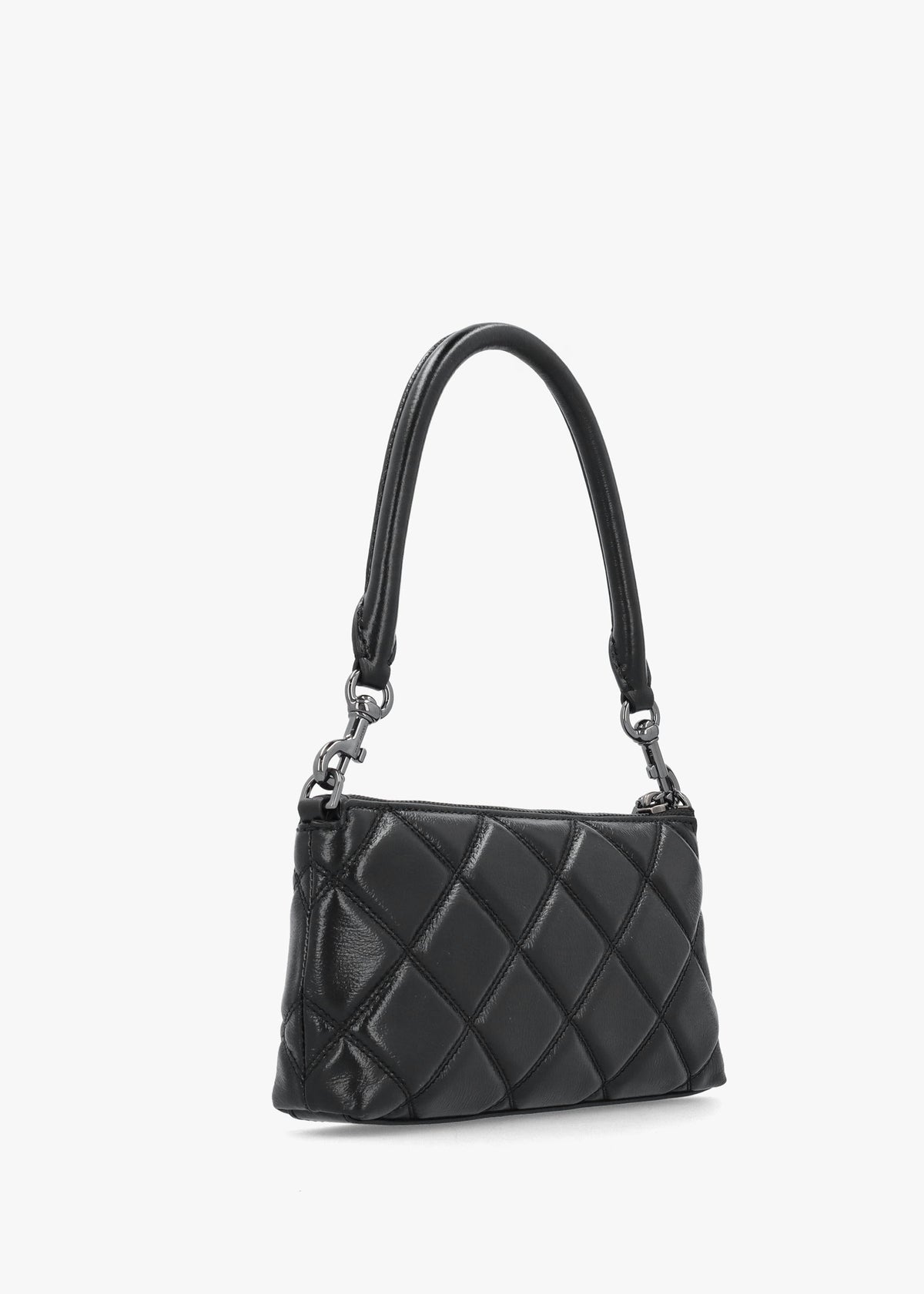 The Quilted Snapshot Convertible Black Leather Shoulder Bag