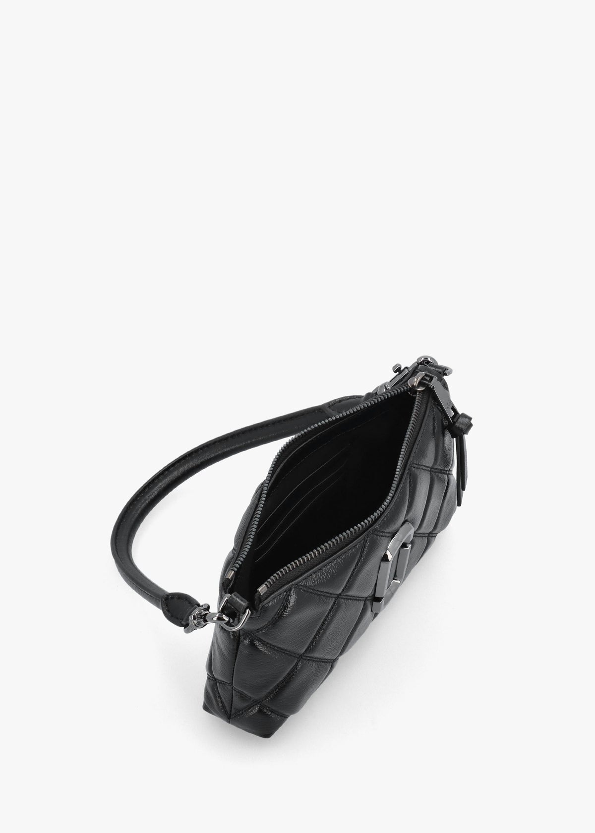 The Quilted Snapshot Convertible Black Leather Shoulder Bag