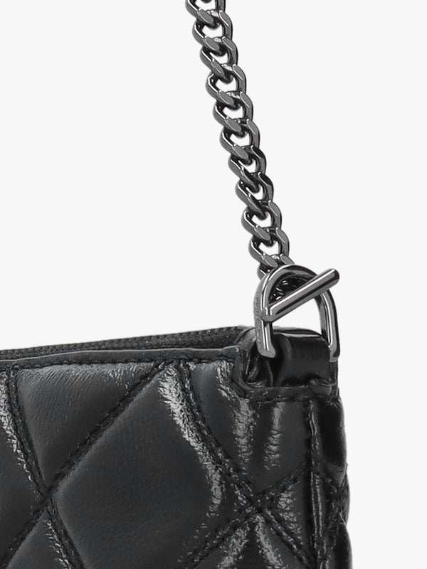 The Quilted Snapshot Convertible Black Leather Shoulder Bag