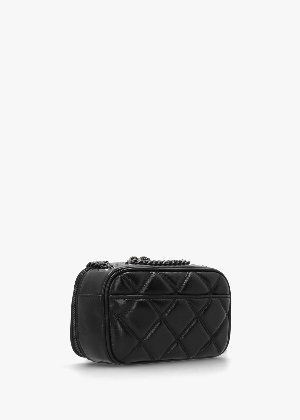 The Quilted Softshot Black Leather Cross-Body Bag