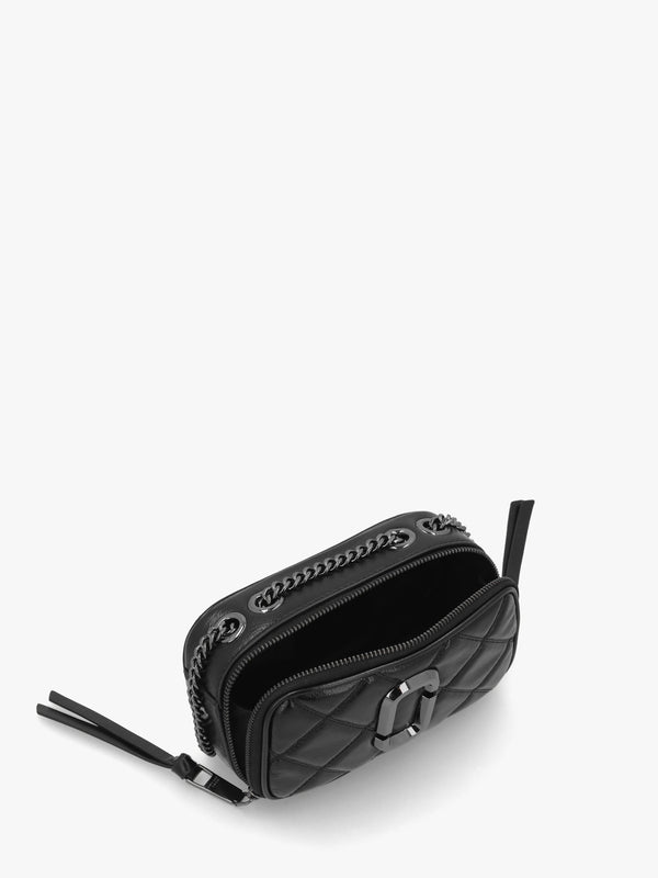 The Quilted Softshot Black Leather Cross-Body Bag