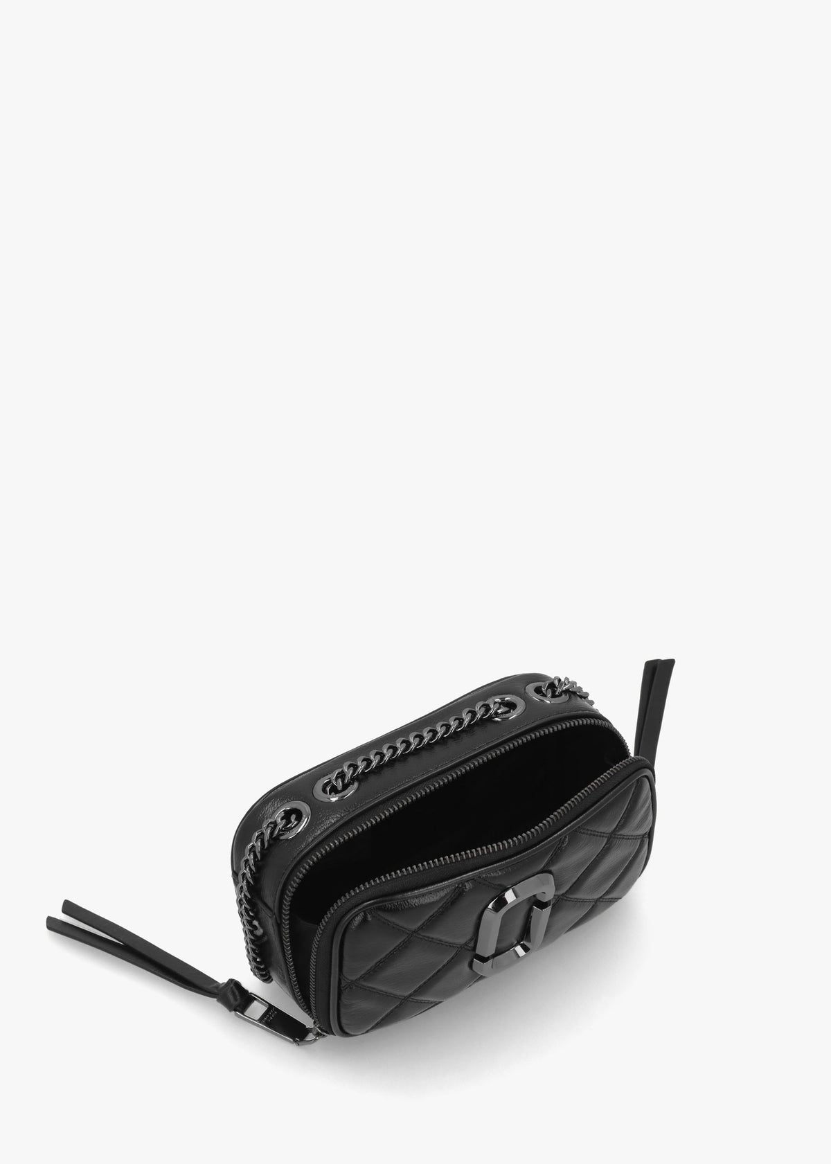 The Quilted Softshot Black Leather Cross-Body Bag