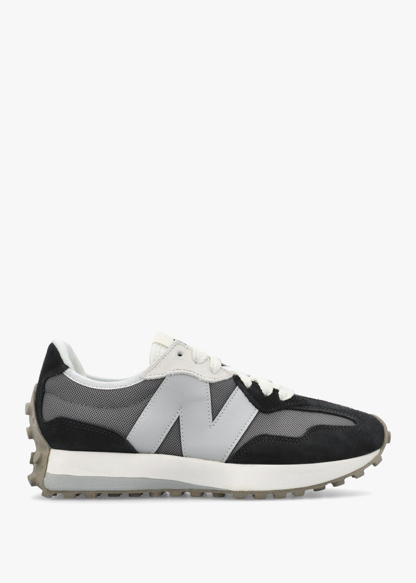 Unisex 327 Black & Grey Suede & Mesh Trainers