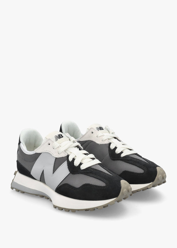 Unisex 327 Black & Grey Suede & Mesh Trainers