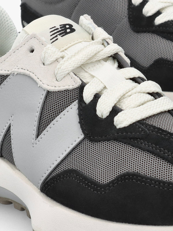 Unisex 327 Black & Grey Suede & Mesh Trainers