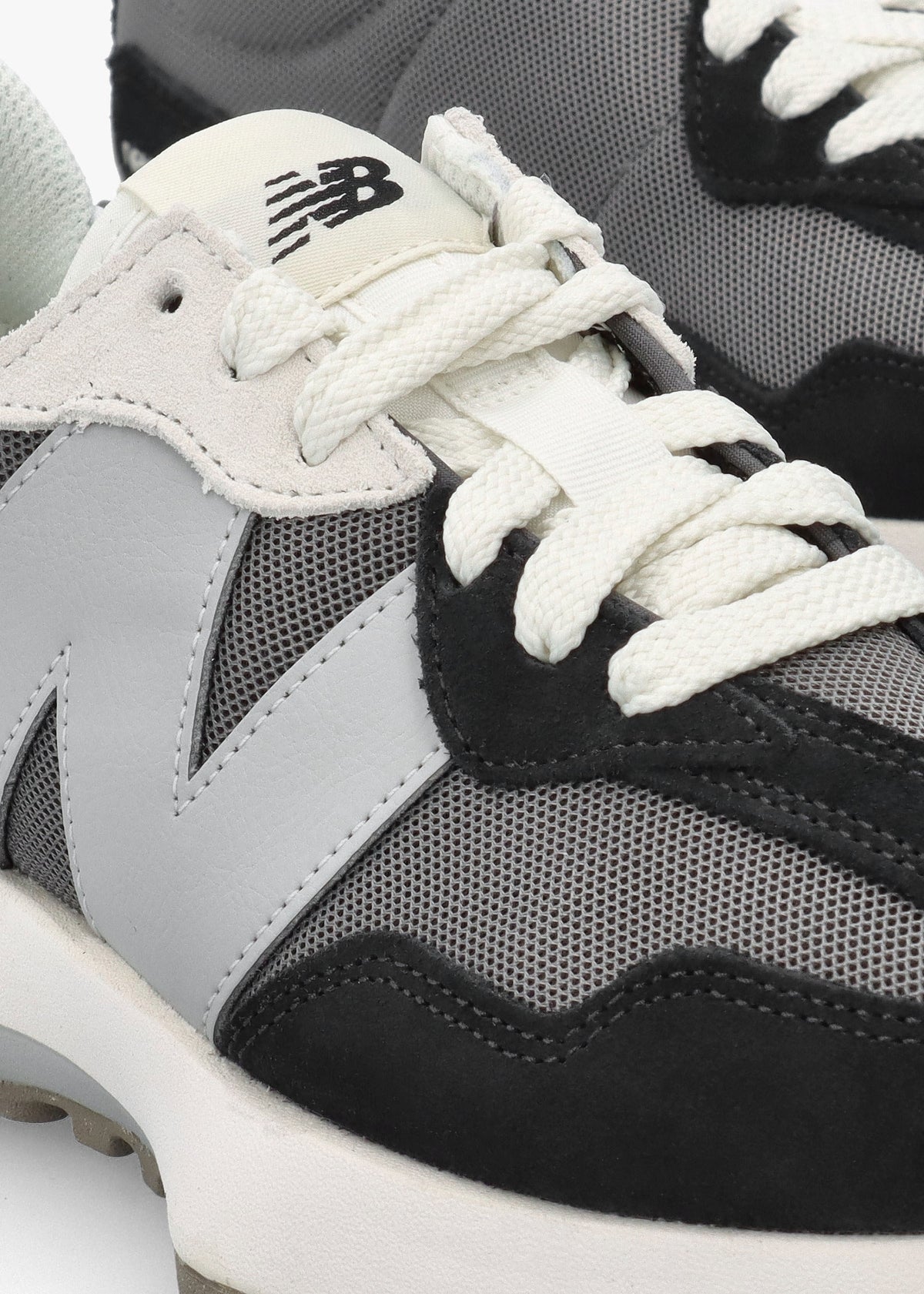Unisex 327 Black & Grey Suede & Mesh Trainers
