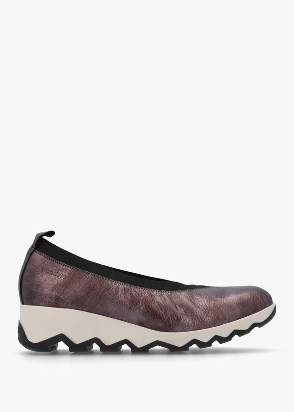 Simon 10 Pewter Leather Wedge Shoes