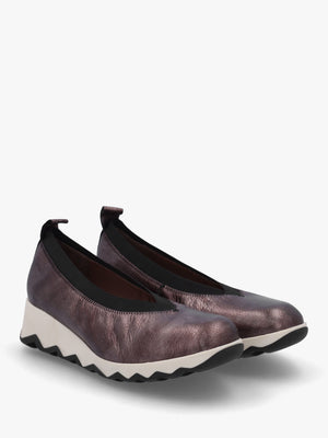 Simon 10 Pewter Leather Wedge Shoes