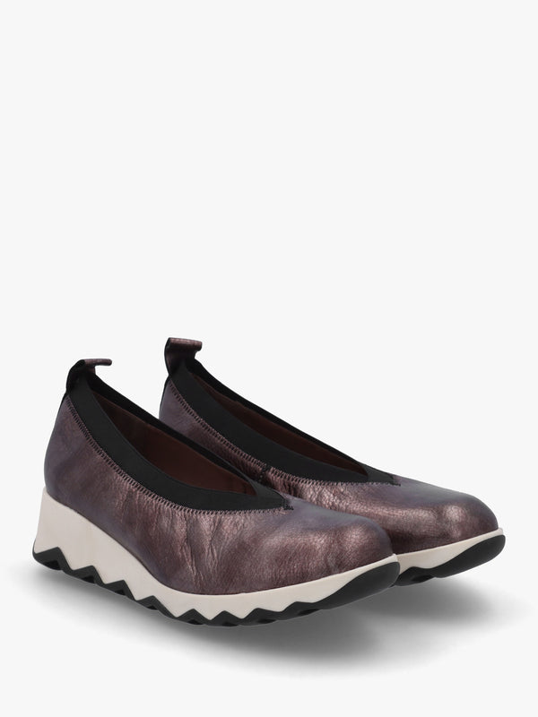 Simon 10 Pewter Leather Wedge Shoes