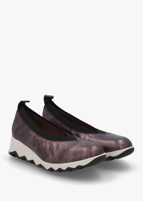 Simon 10 Pewter Leather Wedge Shoes