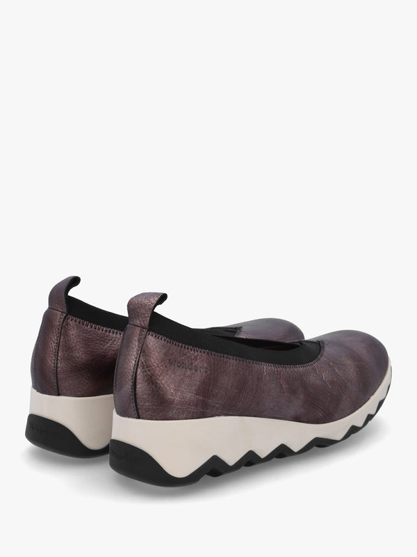 Simon 10 Pewter Leather Wedge Shoes
