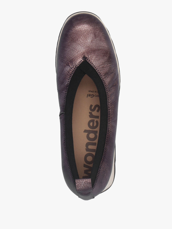 Simon 10 Pewter Leather Wedge Shoes