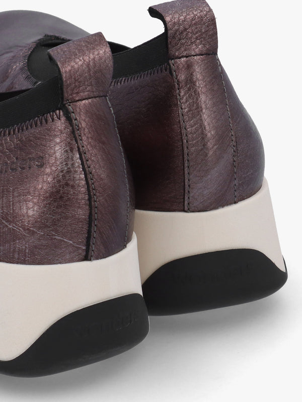 Simon 10 Pewter Leather Wedge Shoes