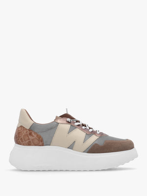Roma 31 Taupe Mixed Textile Chunky Trainers