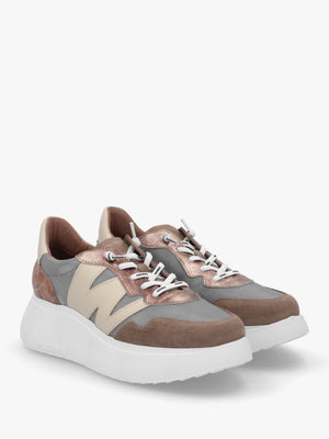 Roma 31 Taupe Mixed Textile Chunky Trainers
