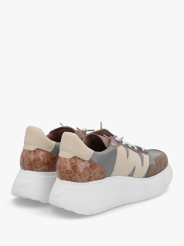 Roma 31 Taupe Mixed Textile Chunky Trainers