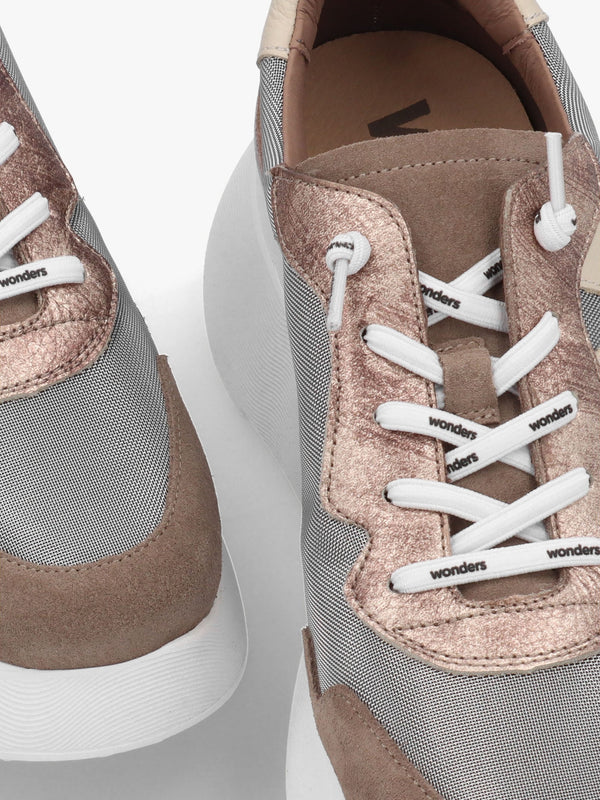 Roma 31 Taupe Mixed Textile Chunky Trainers