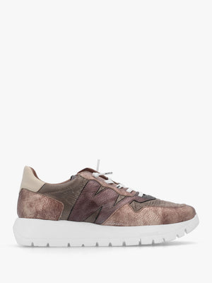 Odisei 91 Bronze Metallic Leather & Nylon Trainers
