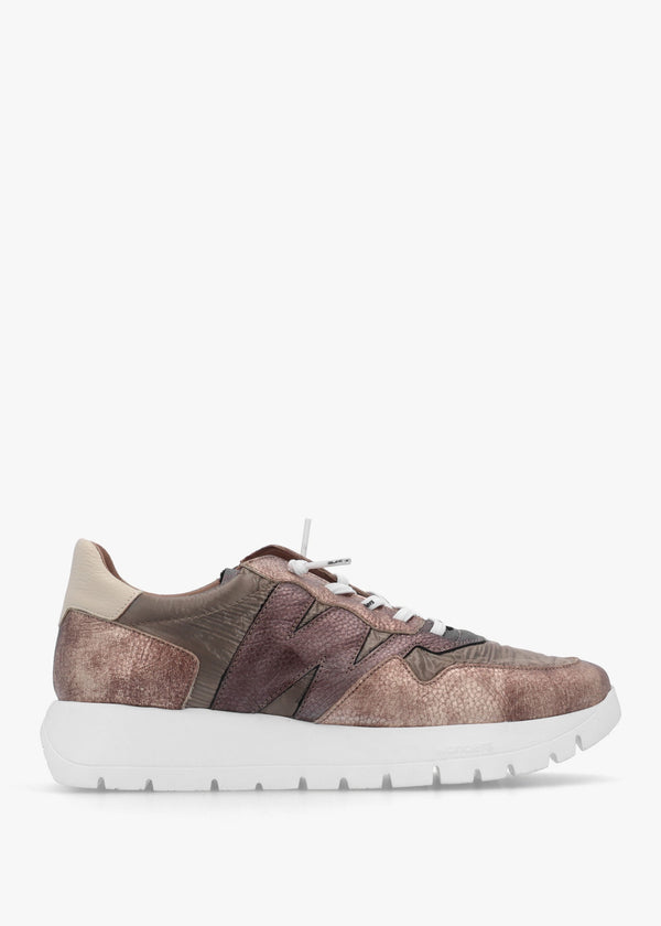 Odisei 91 Bronze Metallic Leather & Nylon Trainers