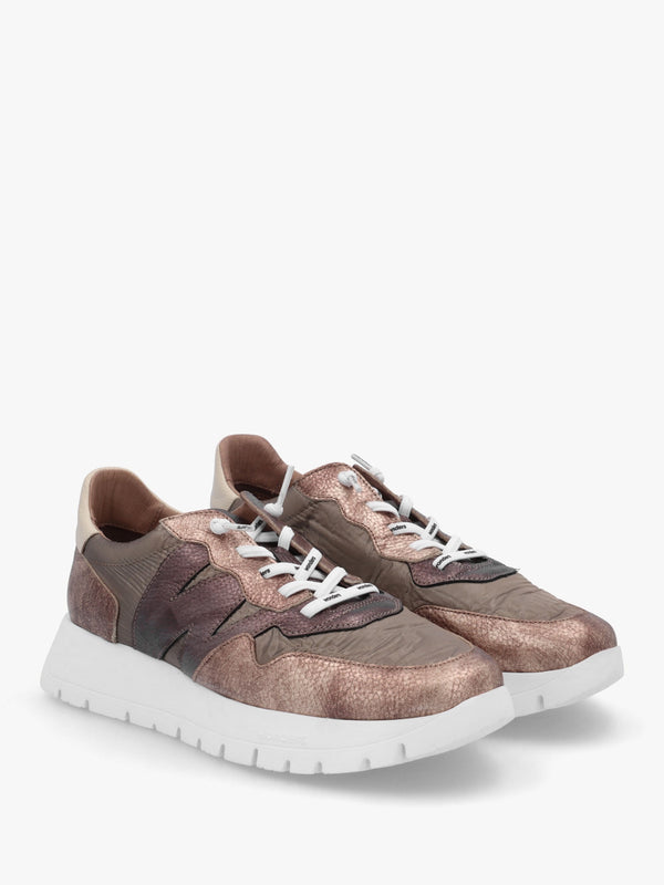 Odisei 91 Bronze Metallic Leather & Nylon Trainers