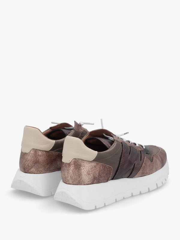 Odisei 91 Bronze Metallic Leather & Nylon Trainers