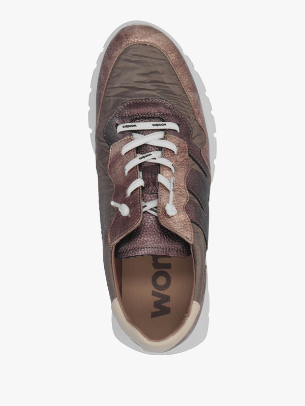 Odisei 91 Bronze Metallic Leather & Nylon Trainers