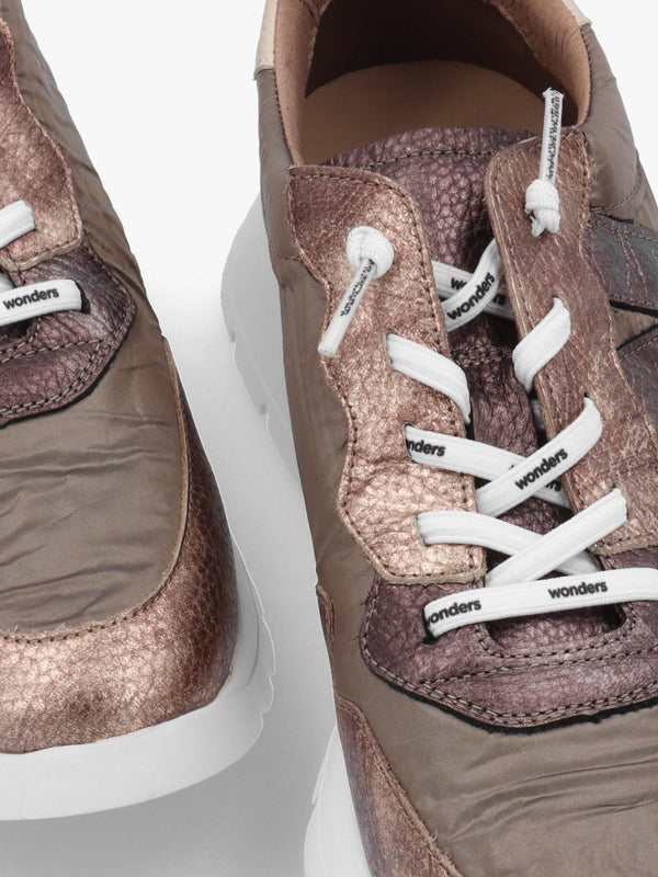 Odisei 91 Bronze Metallic Leather & Nylon Trainers