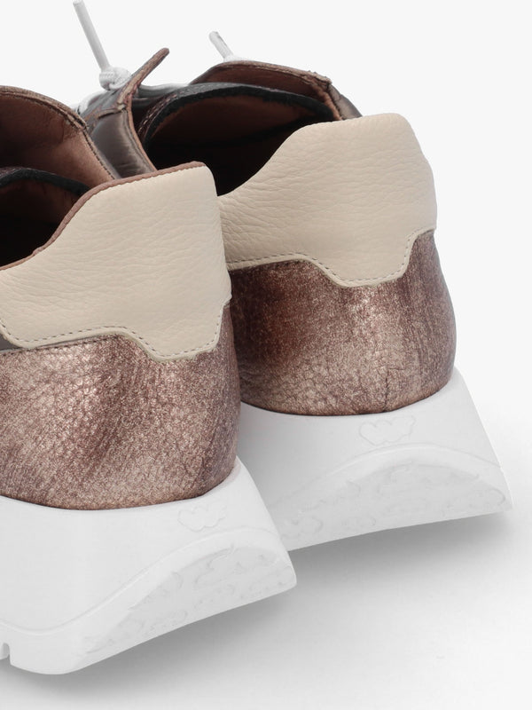 Odisei 91 Bronze Metallic Leather & Nylon Trainers