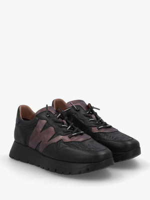 Odisei 91 Black Metallic Leather & Nylon Trainers