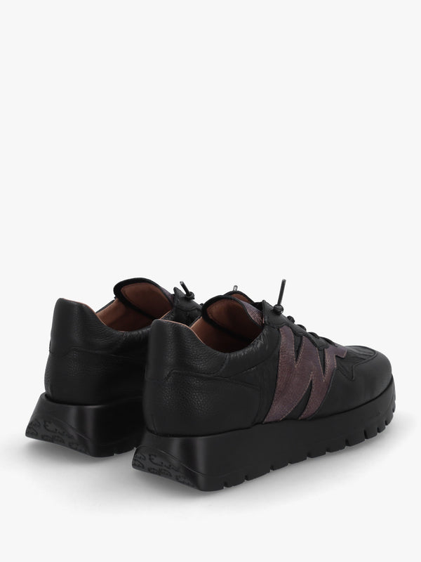 Odisei 91 Black Metallic Leather & Nylon Trainers