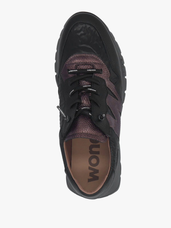Odisei 91 Black Metallic Leather & Nylon Trainers