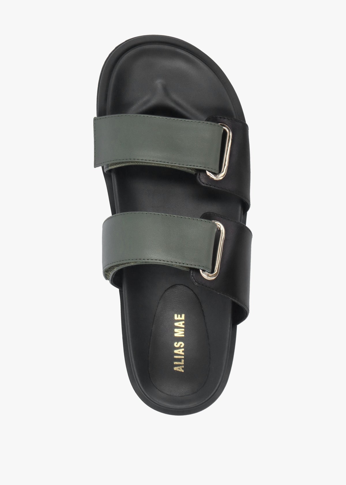Pacey Black & Khaki Leather Two Bar Mules