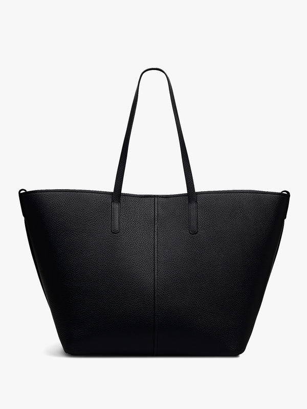 Large Dukes Place Open Top Black Leather Tote Bag