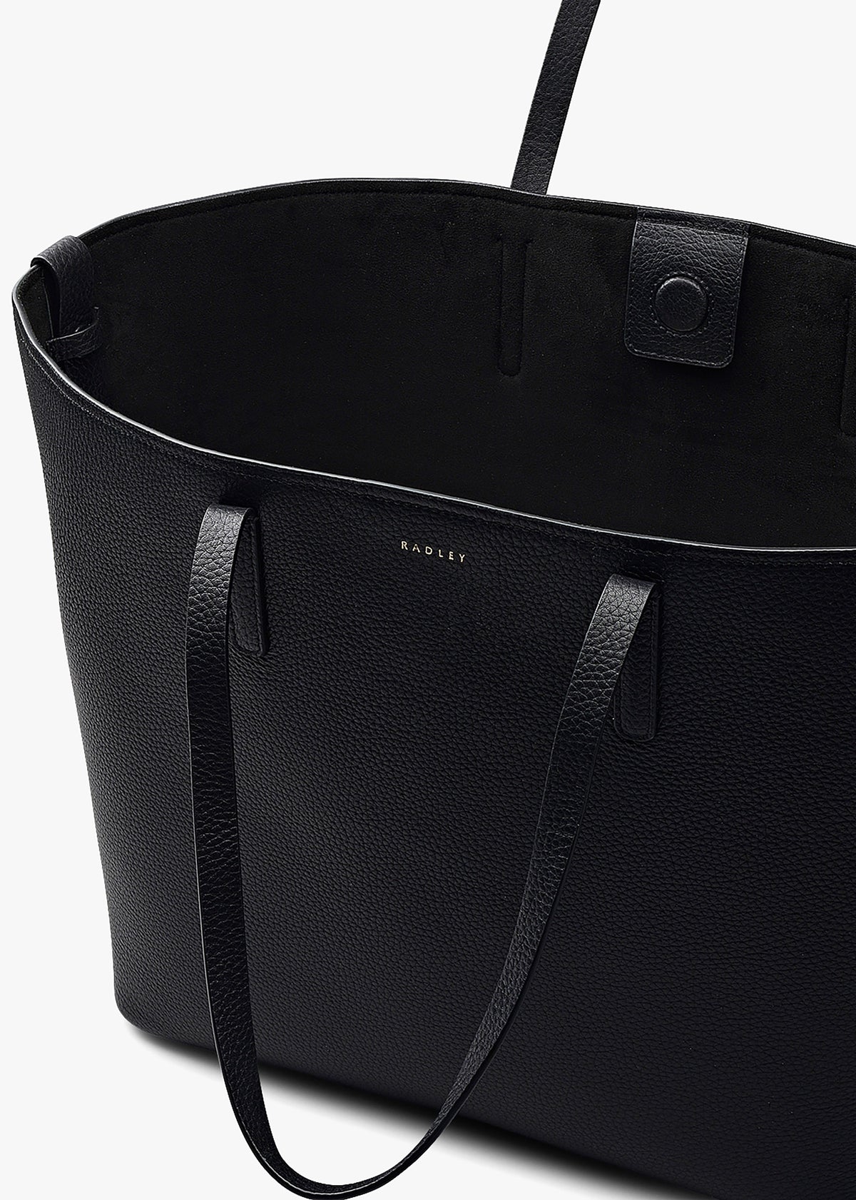 Large Dukes Place Open Top Black Leather Tote Bag