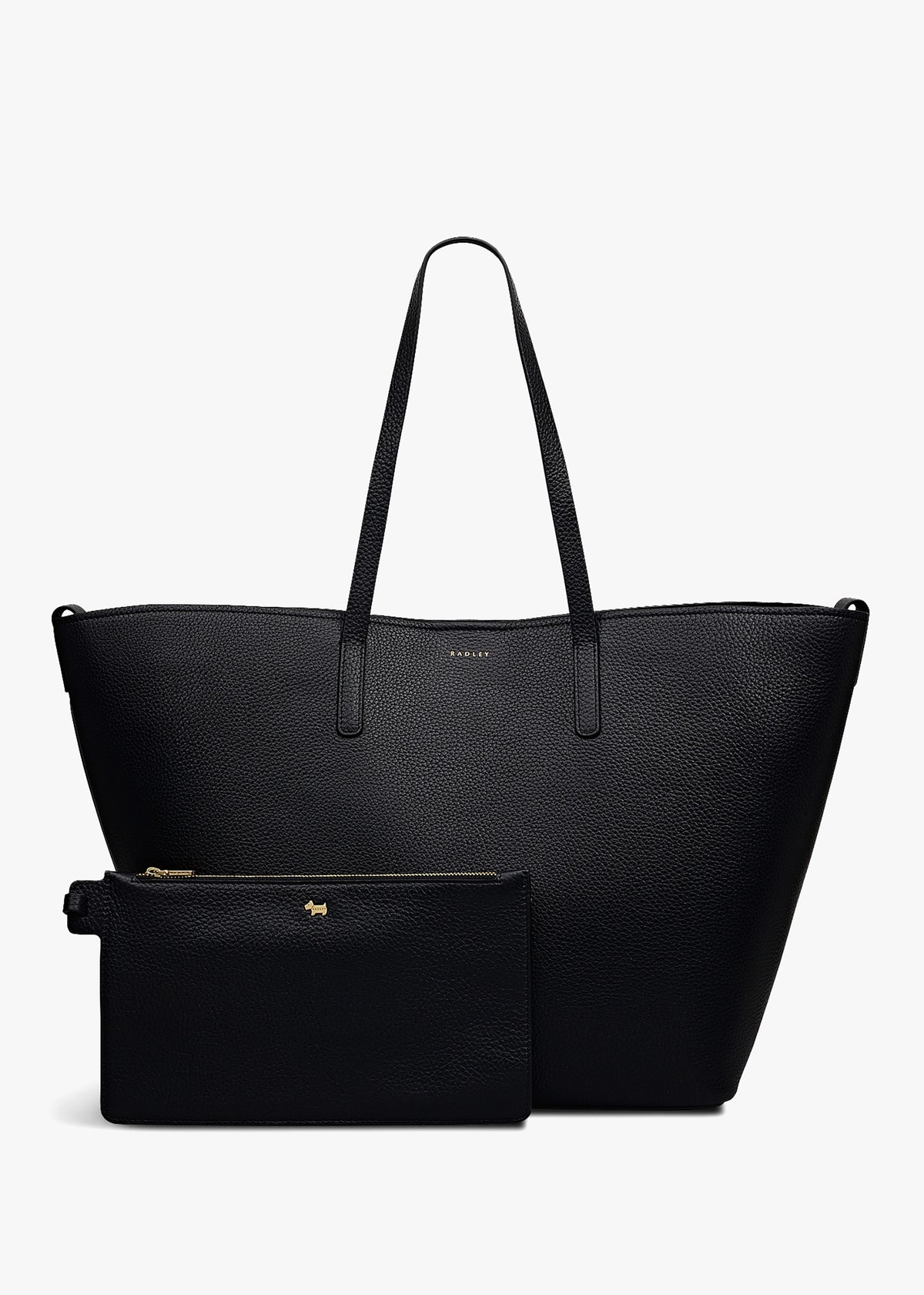 Large Dukes Place Open Top Black Leather Tote Bag