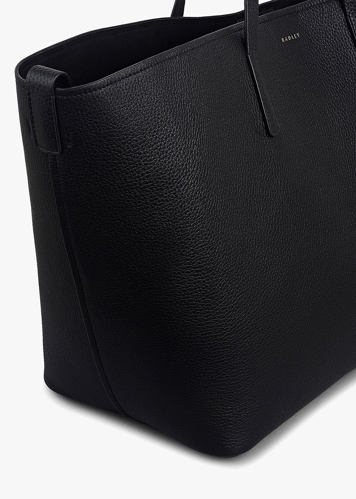 Large Dukes Place Open Top Black Leather Tote Bag