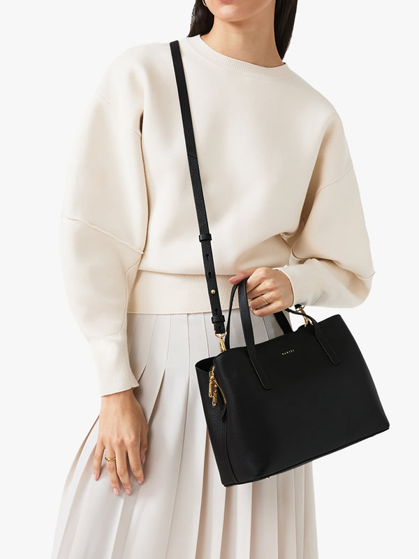 Medium Dukes Place Black Leather Grab Bag