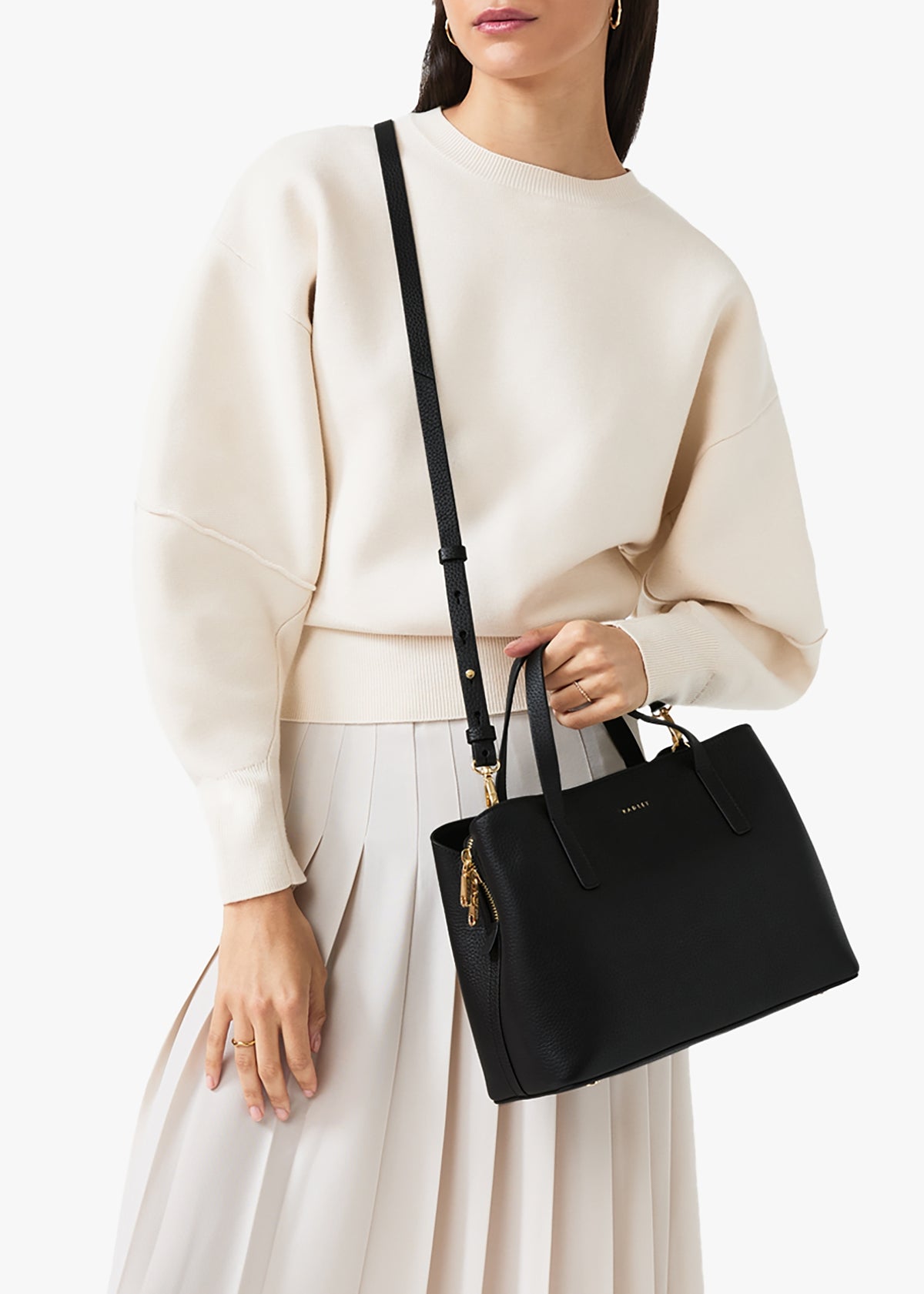 Medium Dukes Place Black Leather Grab Bag