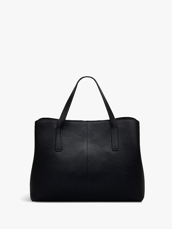 Medium Dukes Place Black Leather Grab Bag