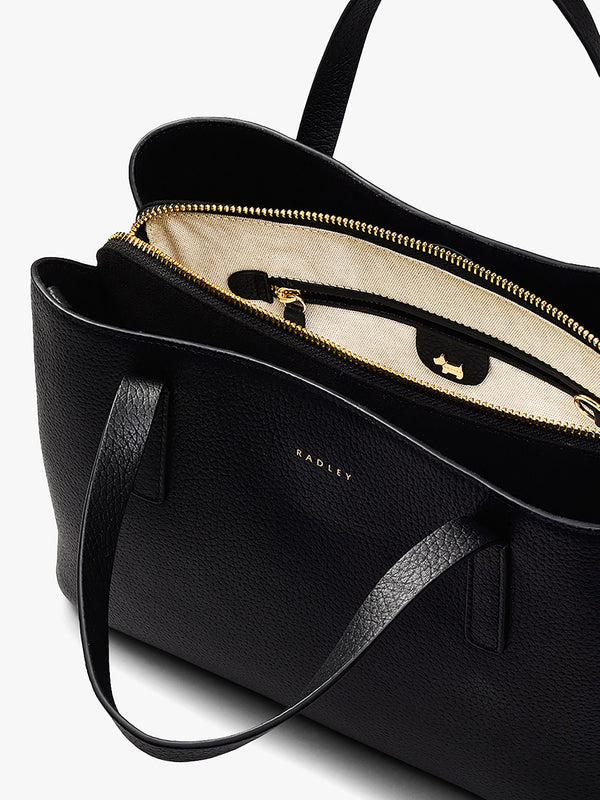 Medium Dukes Place Black Leather Grab Bag