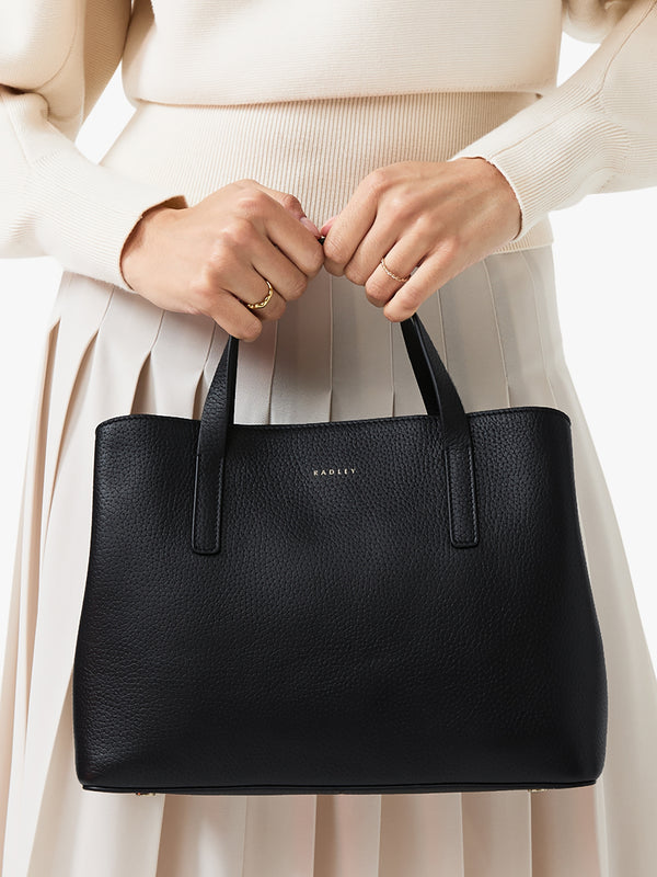 Medium Dukes Place Black Leather Grab Bag