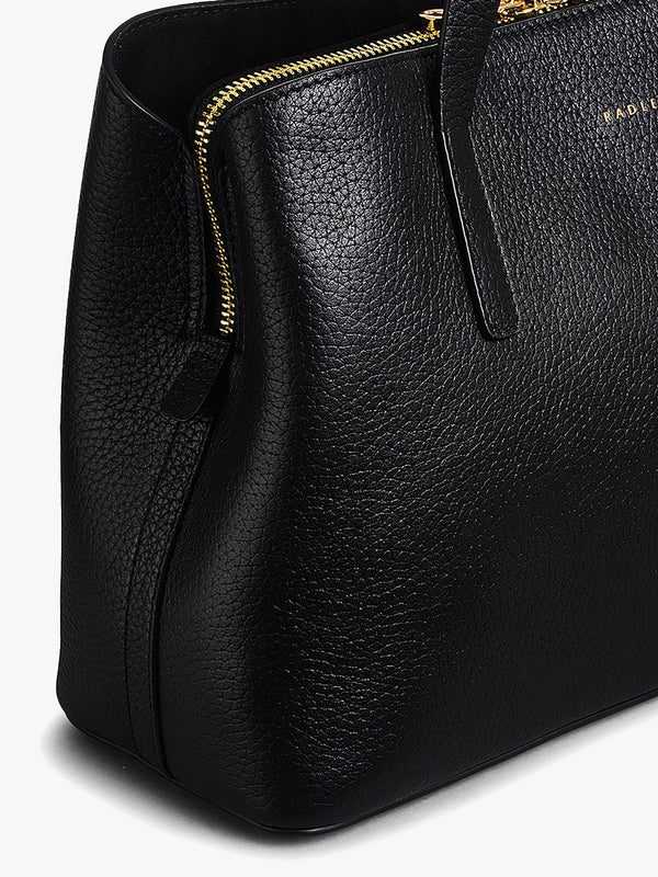 Medium Dukes Place Black Leather Grab Bag