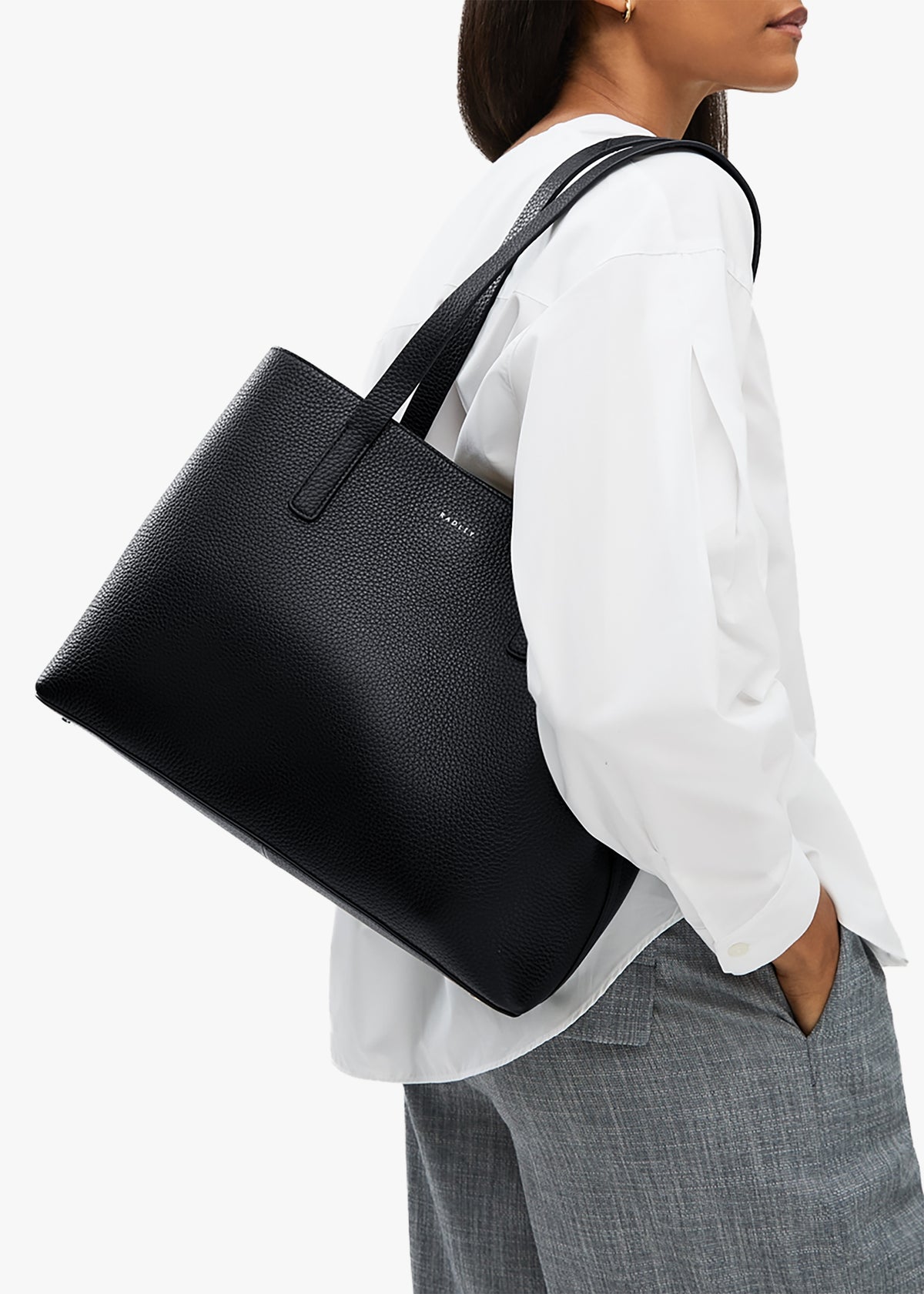 Large Dukes Place Black Leather Shoulder Workbag