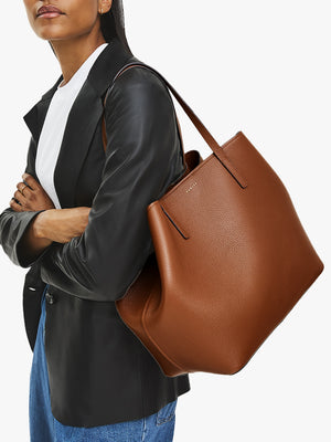 Large Dukes Place Open Top Saddle Leather Tote Bag