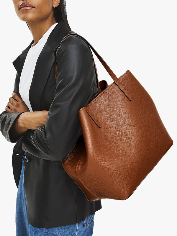 Large Dukes Place Open Top Saddle Leather Tote Bag