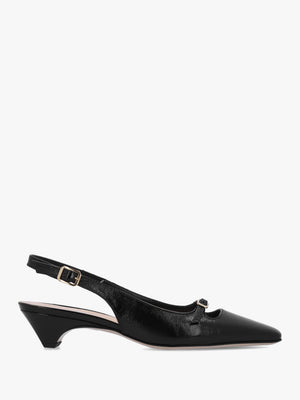 Nux Black Patent Leather Low Heel Court Shoes