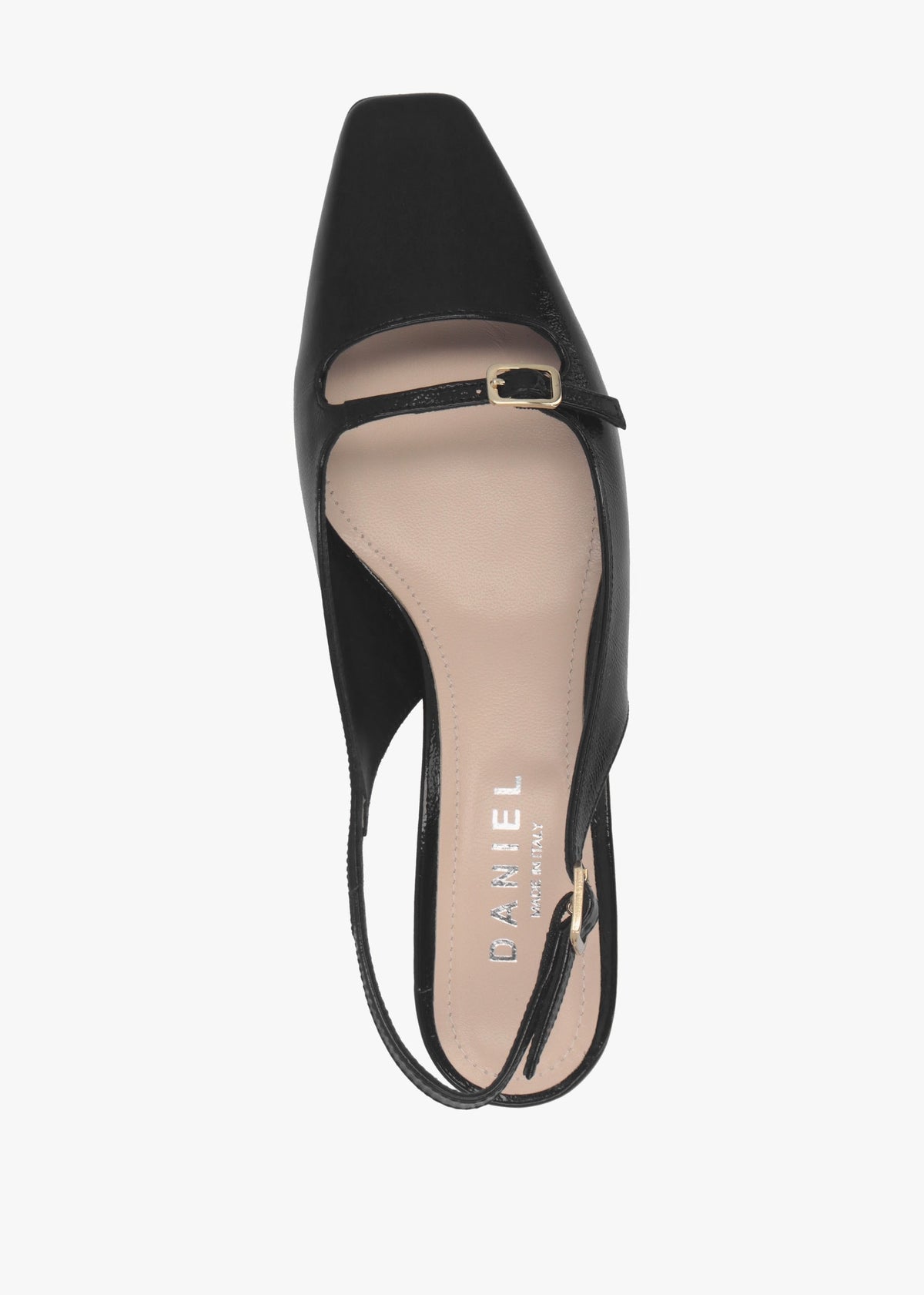 Nux Black Patent Leather Low Heel Court Shoes